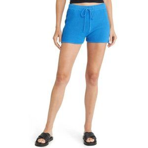FRAME Blue Waffle Stitch Knit Shorts, Size Large NWT! $258